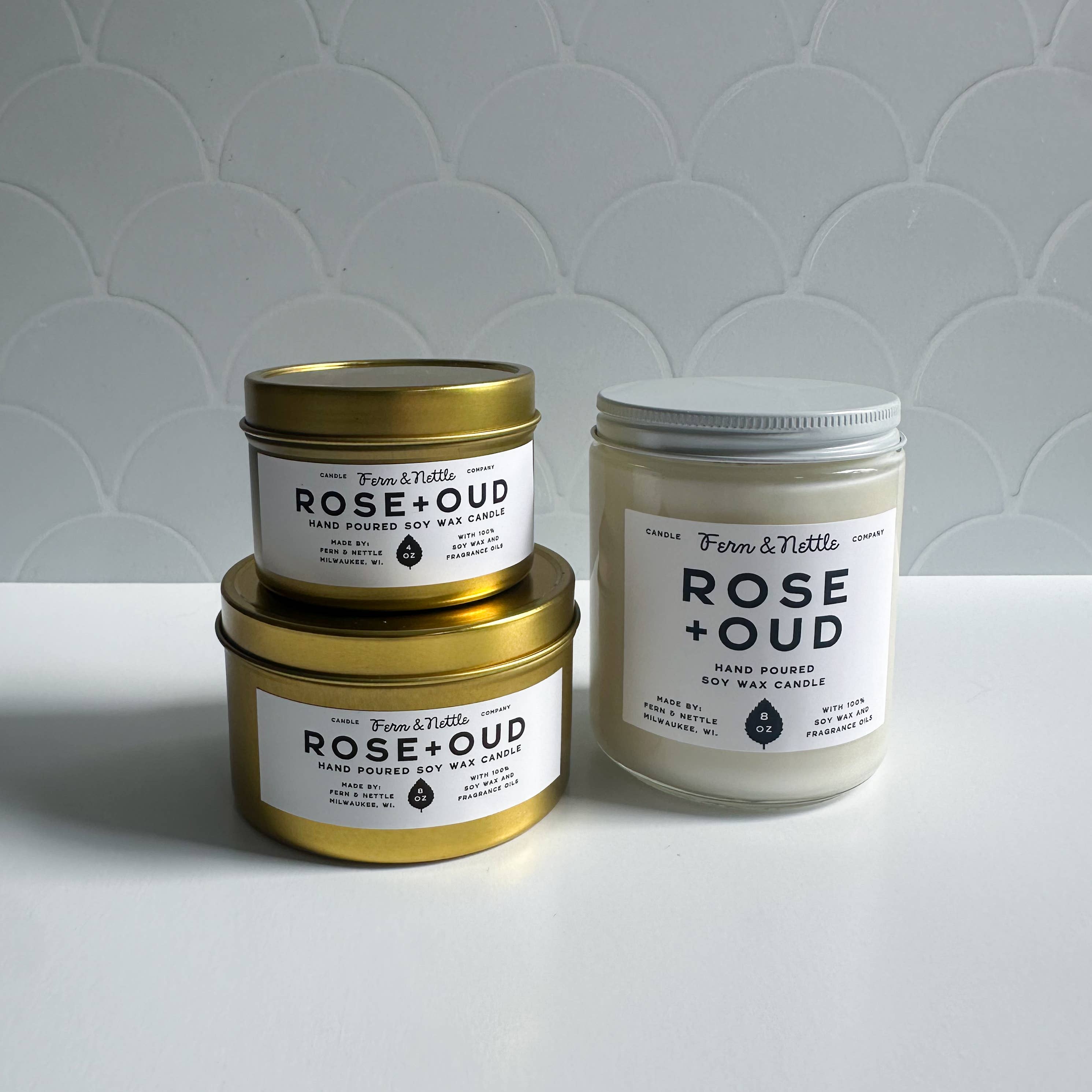 Fern and Nettle - Wholesale Jar/Filled Candle - Rose+Oud Soy Wax Candle4