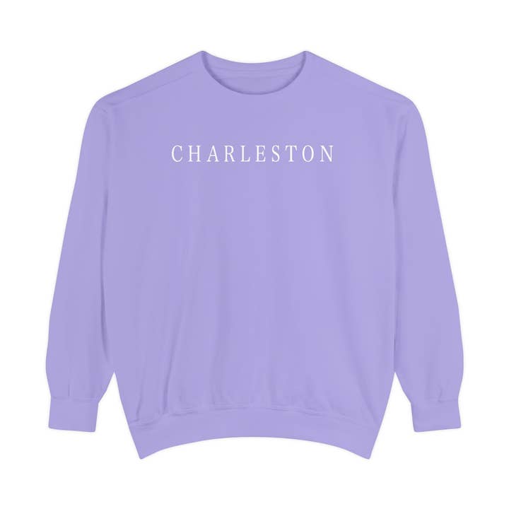 CHARLESTON SKYLINE (Violett) - Comfort Colors Rundhals-Pullover für den Großhandel von Rebecca Illustrated