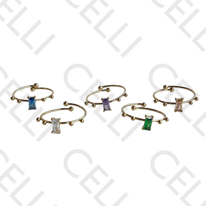 Anello d'Acciaio - brillante rettangolare per la vendita all'ingrosso da parte di Celli Biju