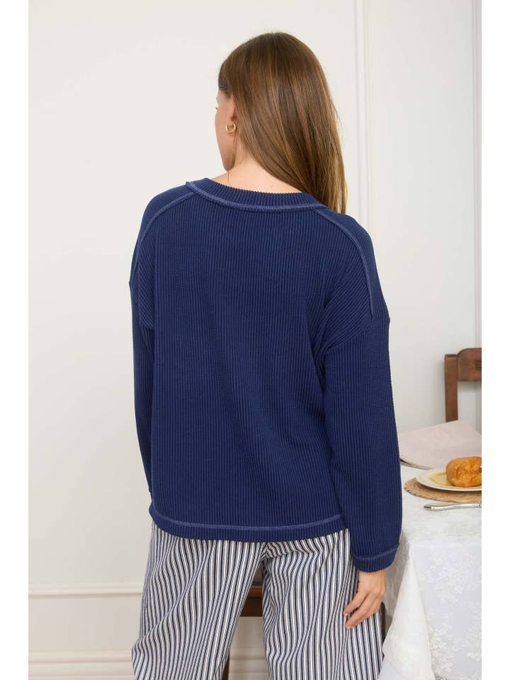 J.O.A - Wholesale Knit Top - Women's - CREW NECK RIBBED LONG SLEEVE KNIT TOP9