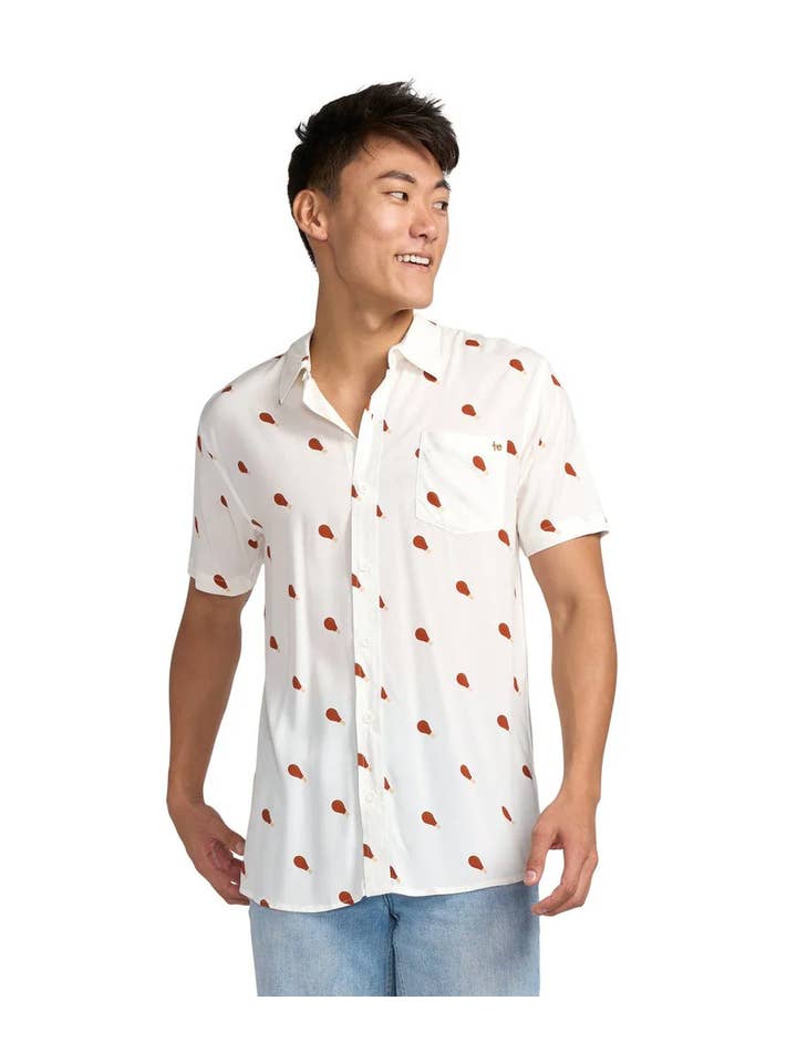 Tipsy Elves - Wholesale Button Down Shirt - Men's - Drumstick Men's Thanksgiving Turkey Button Down Shirt