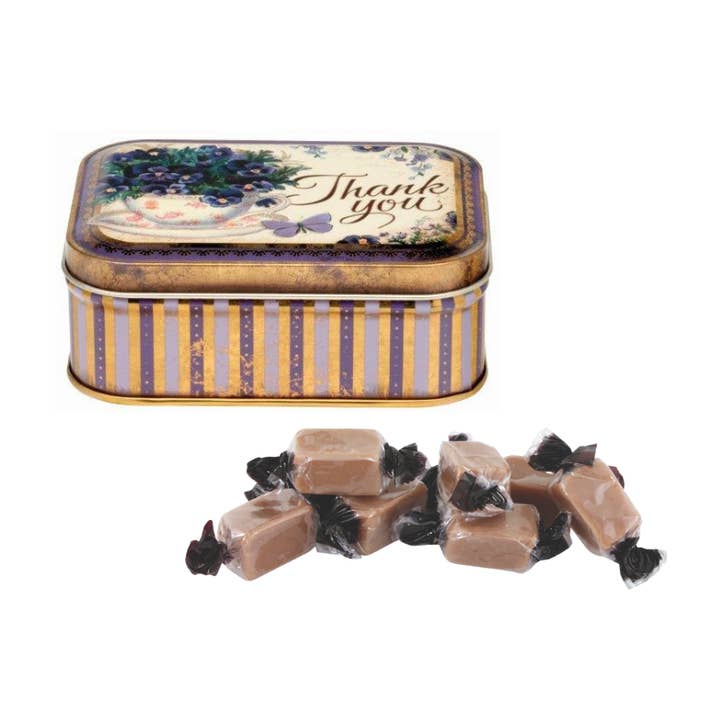 Nostalgia - Thank You Small Rectangular Tin with Fudge for wholesale by Tin Treats