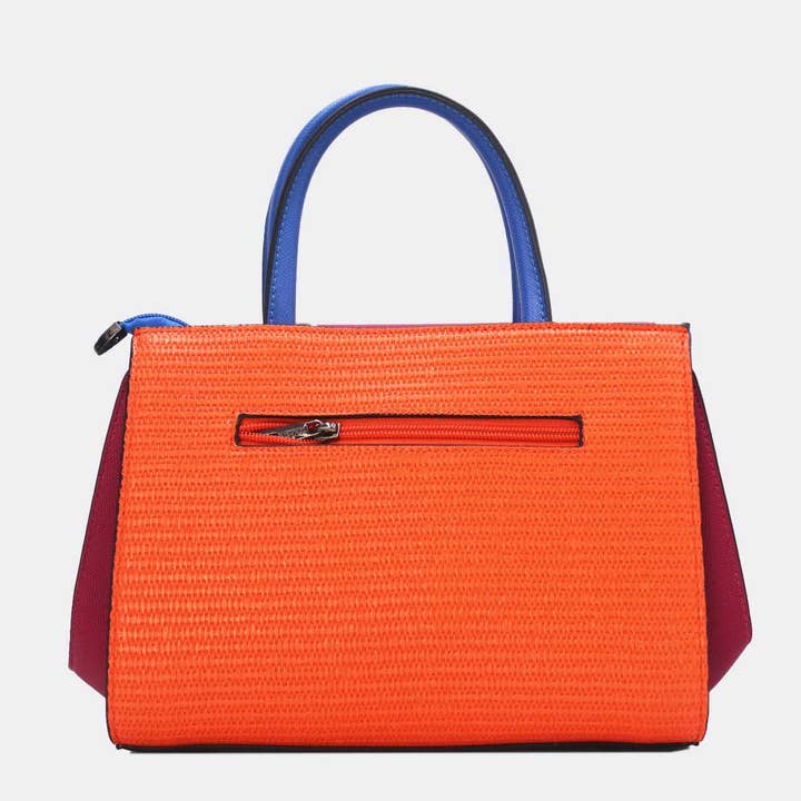 Tom&Eva (F.D.M diffusion) - Wholesale Top Handle Bag - Women's - Straw Effect Handbag with Decorative Flap 24B-60256