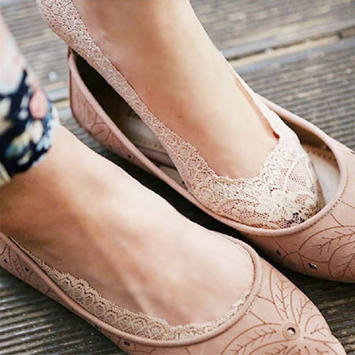 Lace Black Lightweight Socks - No Slip - One Pair for wholesale by cottage + crown