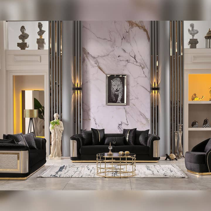 Elegance Stationary Sofa Black for wholesale on Faire8