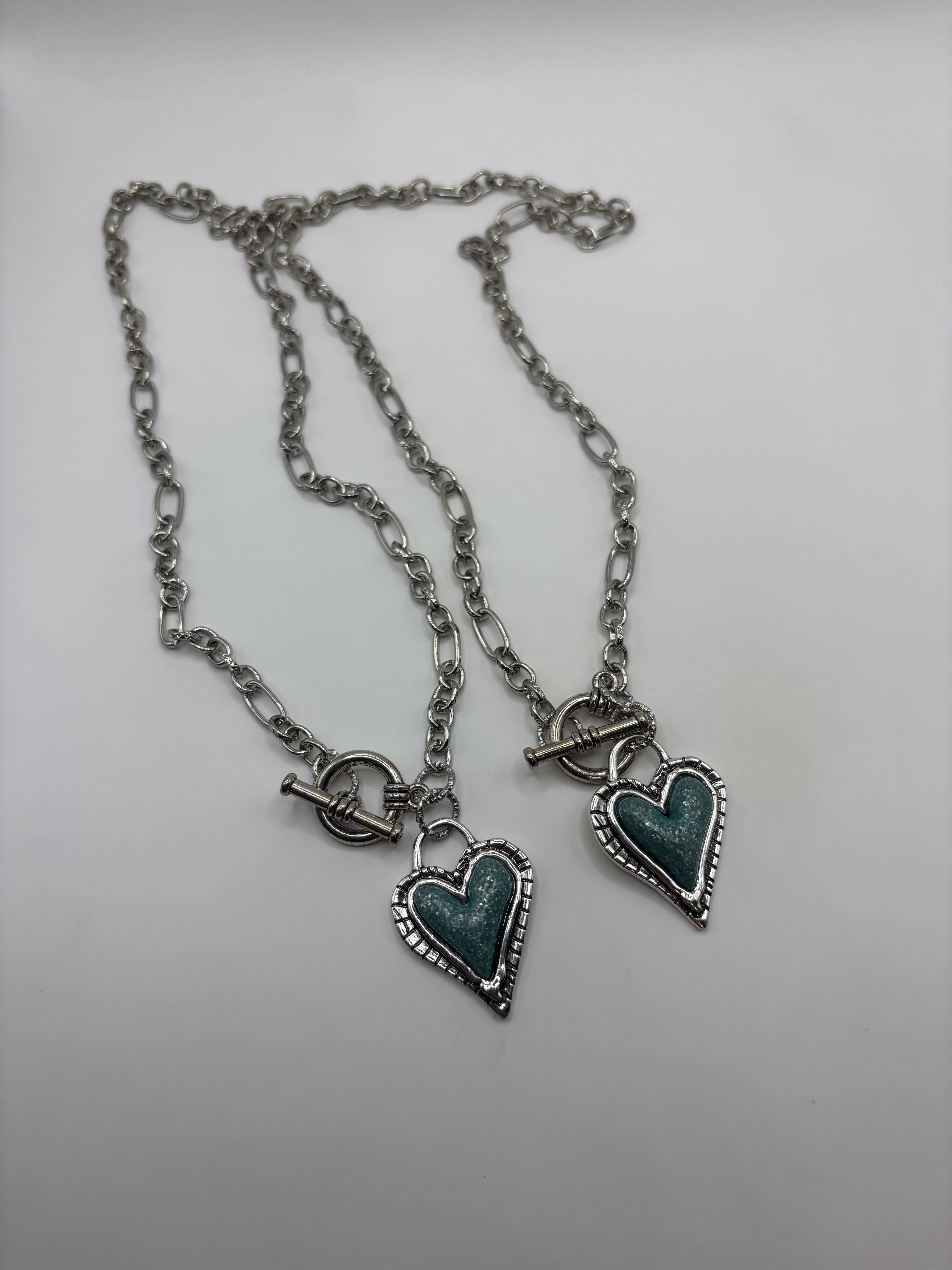 Penny Lane Jewelry Co - Wholesale Pendant/Charm Necklace - Roxy Western turquoise silver heart toggle necklace 2