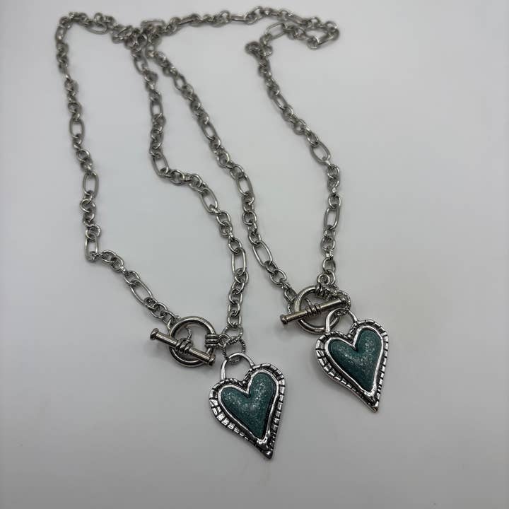 Penny Lane Jewelry Co - Wholesale Pendant/Charm Necklace - Roxy Western turquoise silver heart toggle necklace 2