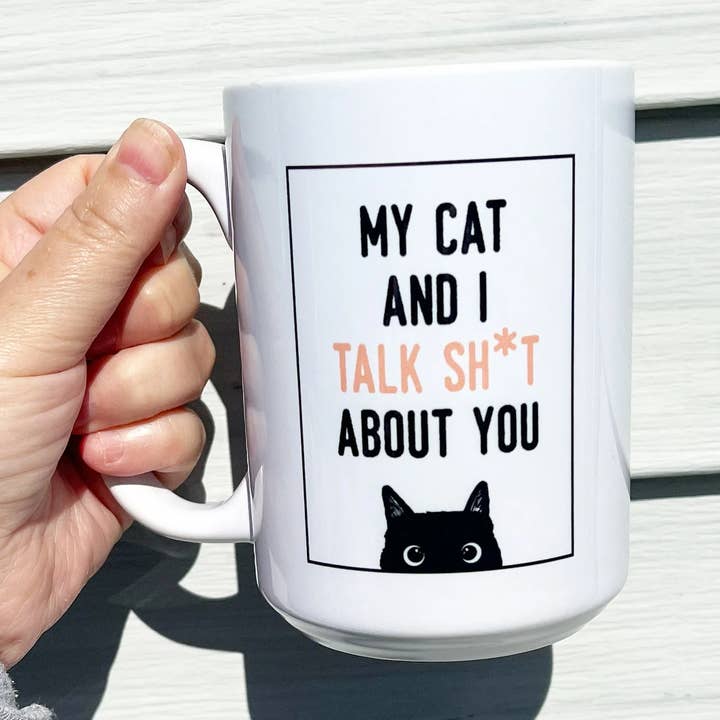 Caneca de Café "Eu e o Meu Gato Falamos Mal de Ti", Caneca de Chá de 15oz por atacado de EA DESIGNS