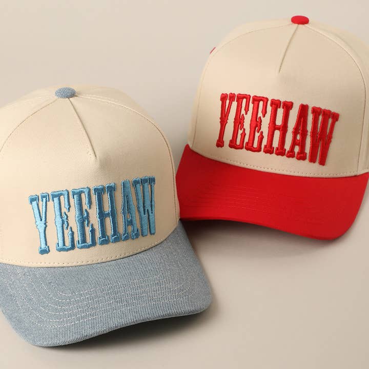 YEEHAW Two-Tone Embroidered Trucker Hat for wholesale by Fashion City