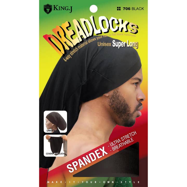 KT Supply - Wholesale Hair Towel/Wrap - King J Super Long Unisex Spandex Cap For Dreadlocks Black