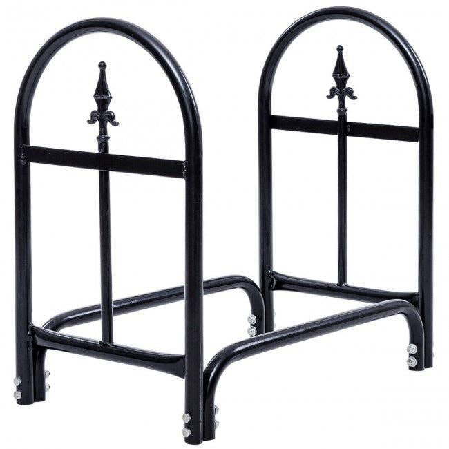 Black 2 Feet Outdoor Heavy Duty Steel Firewood Storage Holder for wholesale on Faire