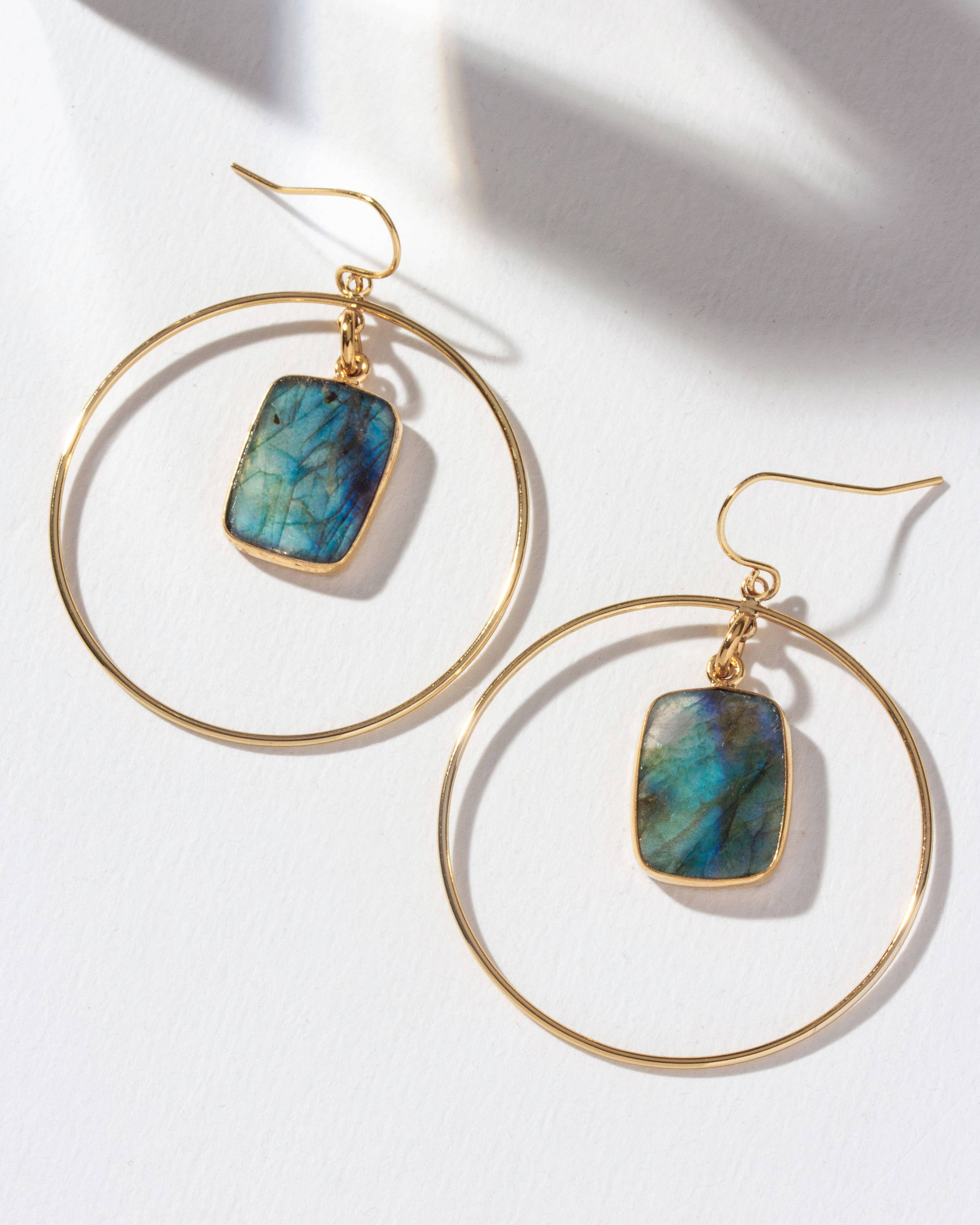 Luna Norte – wholesale Dangle earrings – Stoney Hoop Earrings- Labradorite1