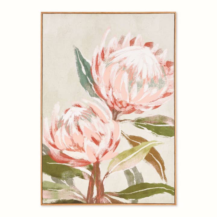 King Protea Giclee - Pink Canvas Art with Walnut Frame for wholesale by Napa Home & Garden