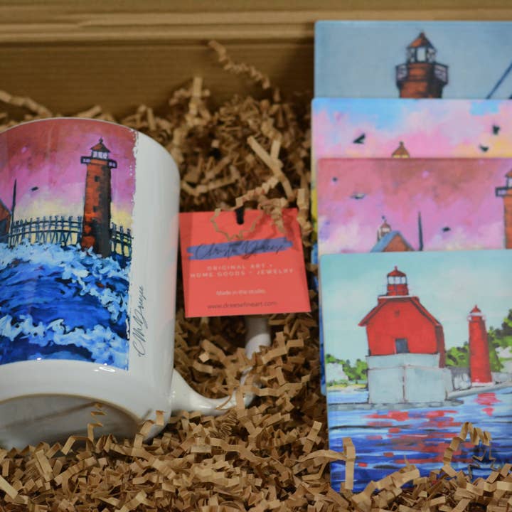 Conjunto de Presentes Farol de Grand Haven por atacado de Dreese Fine Art
