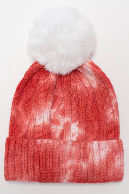 Suzie Q USA - Wholesale Beanie - Women's - Tie Dye Knitted Fur Pom Beanie4