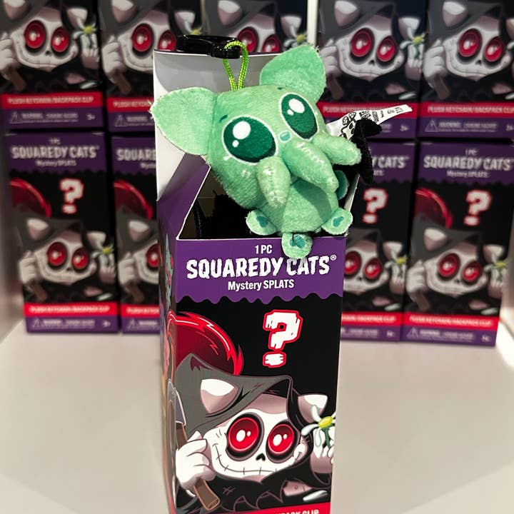 Squaredy Cats - Wholesale Keychain - Unisex - 0h_New! 10 Pack Squaredy Cats Mystery Splats Plush Keychain/Backpack Clip in mystery box SET1