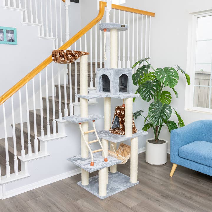 Armarkat - Vente Griffoir – chat - Maison de jeu grimpante en bois véritable pour chat avec cabane, panier9