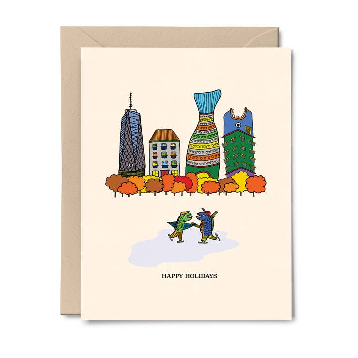 NYC Christmas - Wenskaart (Enkel) voor wholesale door A Duck Amuck Gift Shop & Art Studio