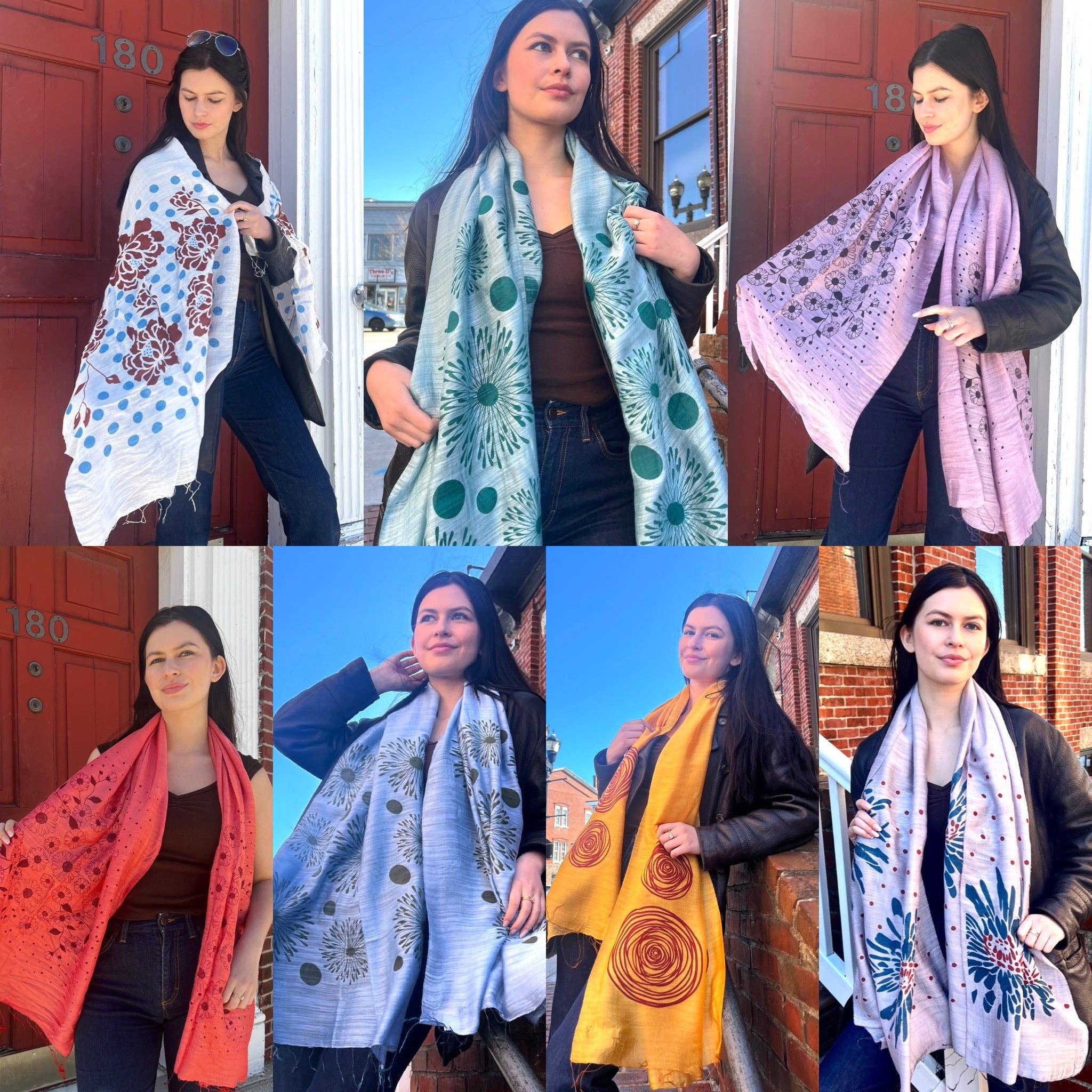 Wooven - Wholesale Scarf - Women's - Screen Printed Silk Blend Scarves in 13 colors and patterns, hand printed in Vietnam22