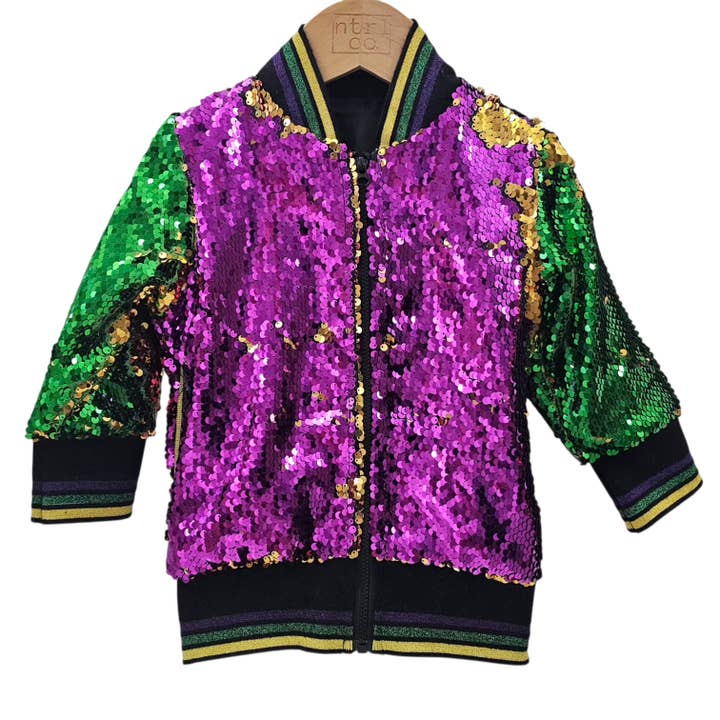 Mardi Gras Sequin Bomber Jacket for wholesale by ntrl co.