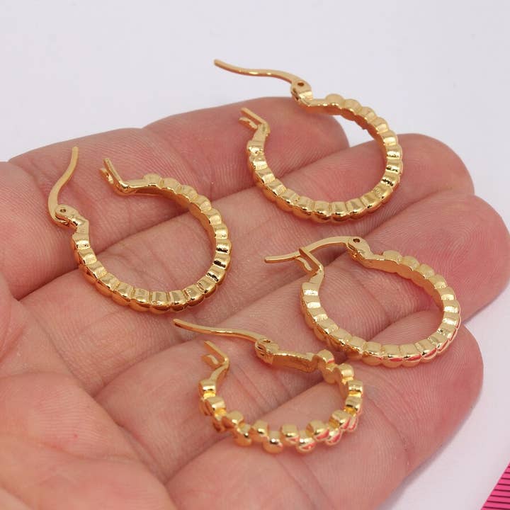 Boucles d'oreilles en or brillant 24k, créoles linéaires, boucles d'oreilles créoles, MLS68 pour la vente par QueenJewelryM