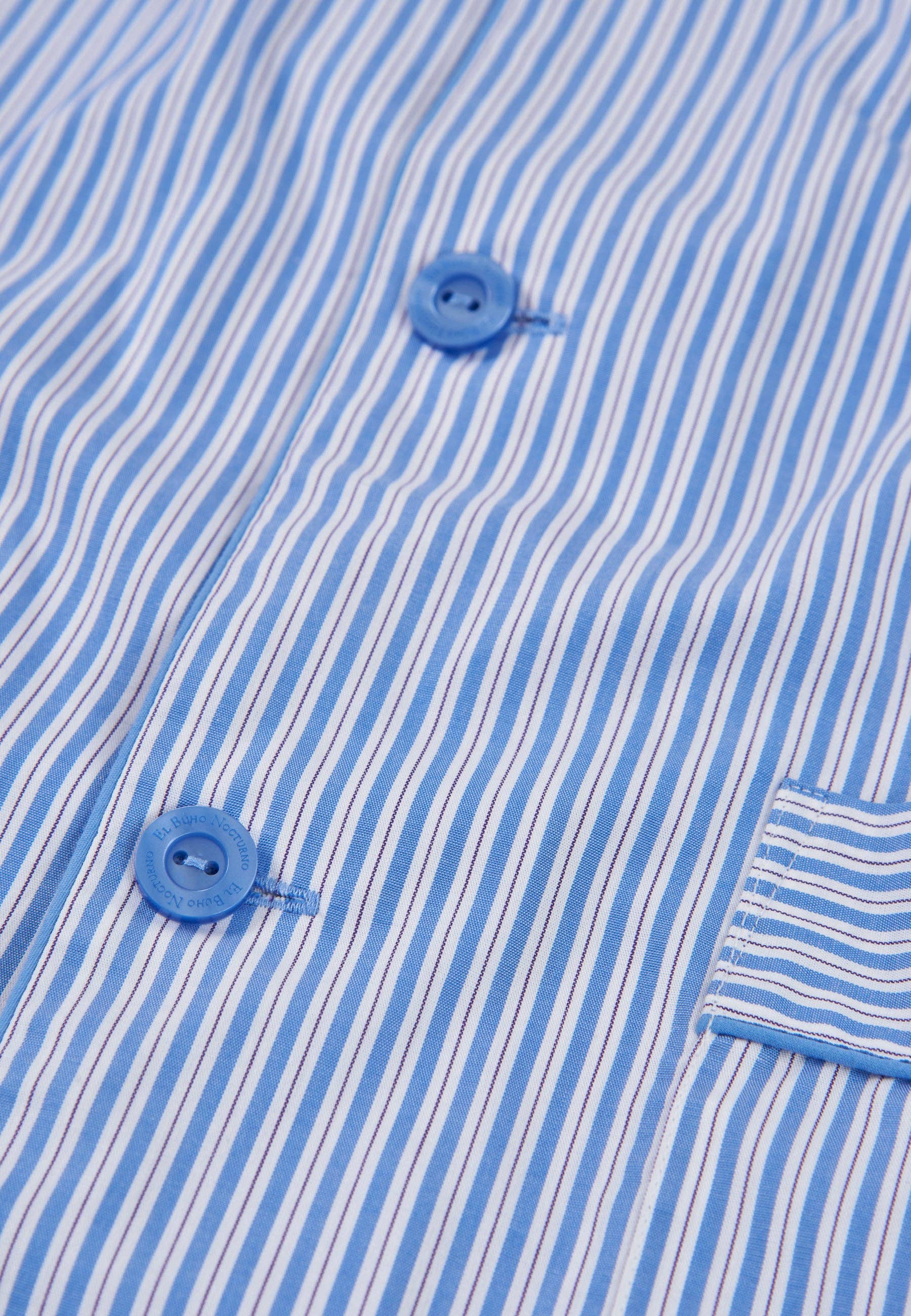 Men's Long Lapel Pajamas Cotton Poplin - Blue 2993 for wholesale on Faire4