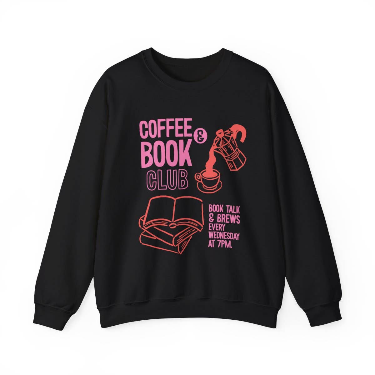 MagicMerchEmporium - Wholesale Graphic Sweatshirt - Unisex - Coffee And Book Club Talk And Brews Sweatshirt9