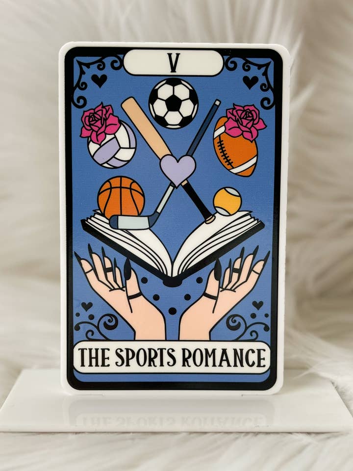 The Sports Romance Tarot Card Acrylic Shelf Sitter w/Stand for wholesale by The Bookish Bird Co.
