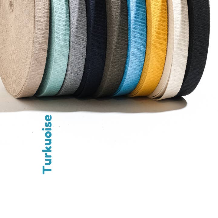 1" x 700 Yard Turquoise Heavy Cotton Webbing for Bag Belt for wholesale by Dream Trimming Goods LLC