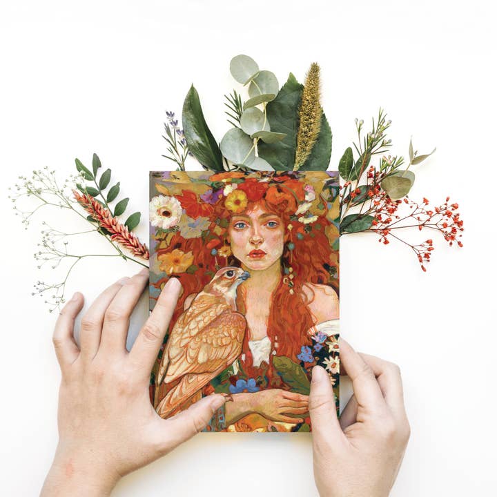 Atelier No.1 - Wholesale Postcard - Postcard, DIN A6, Girl, Falcon2