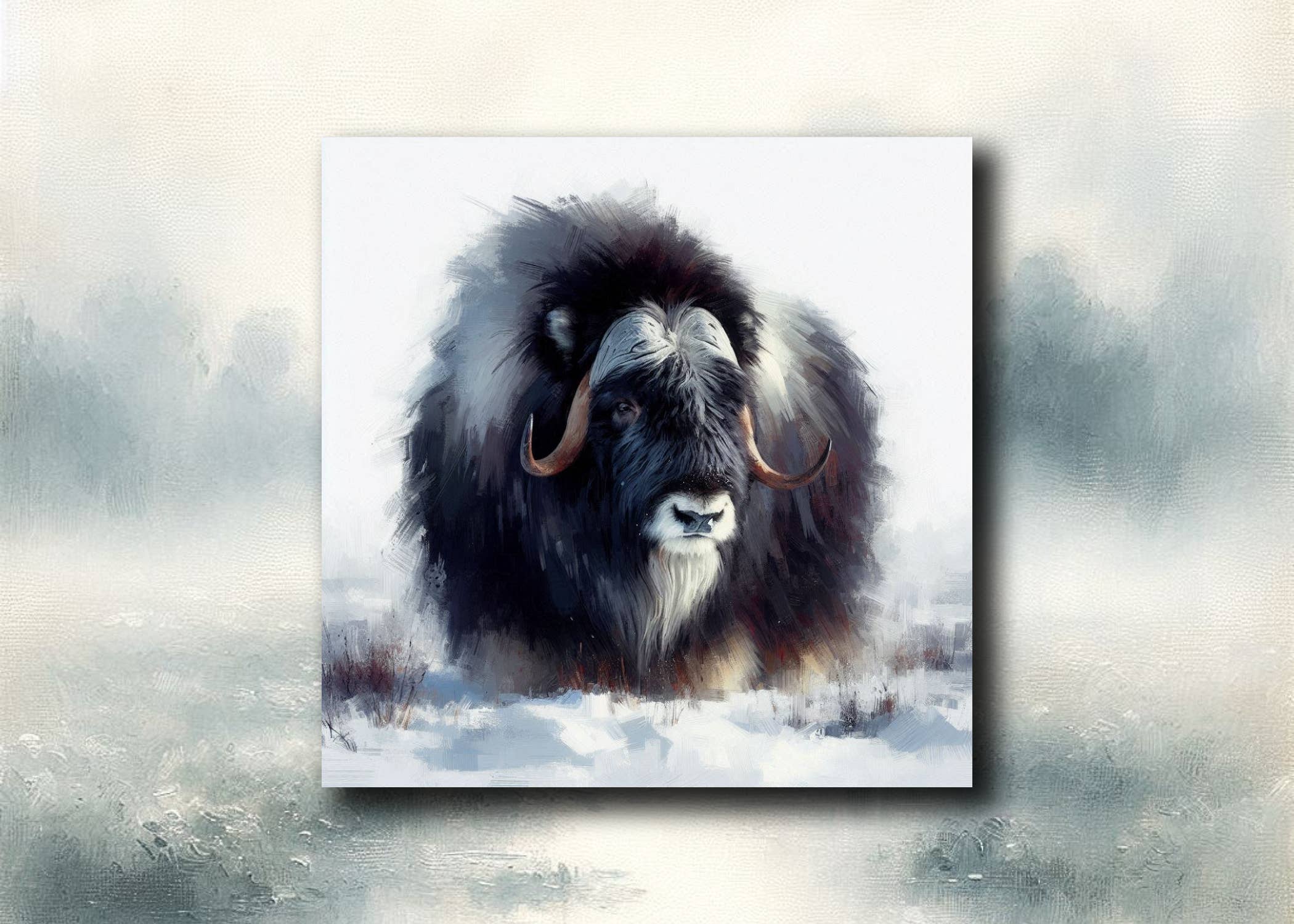 frostedgrey - Venta al por mayor Imanes - Imán de nevera de buey almizclero - recuerdos con ilustraciones de animales0