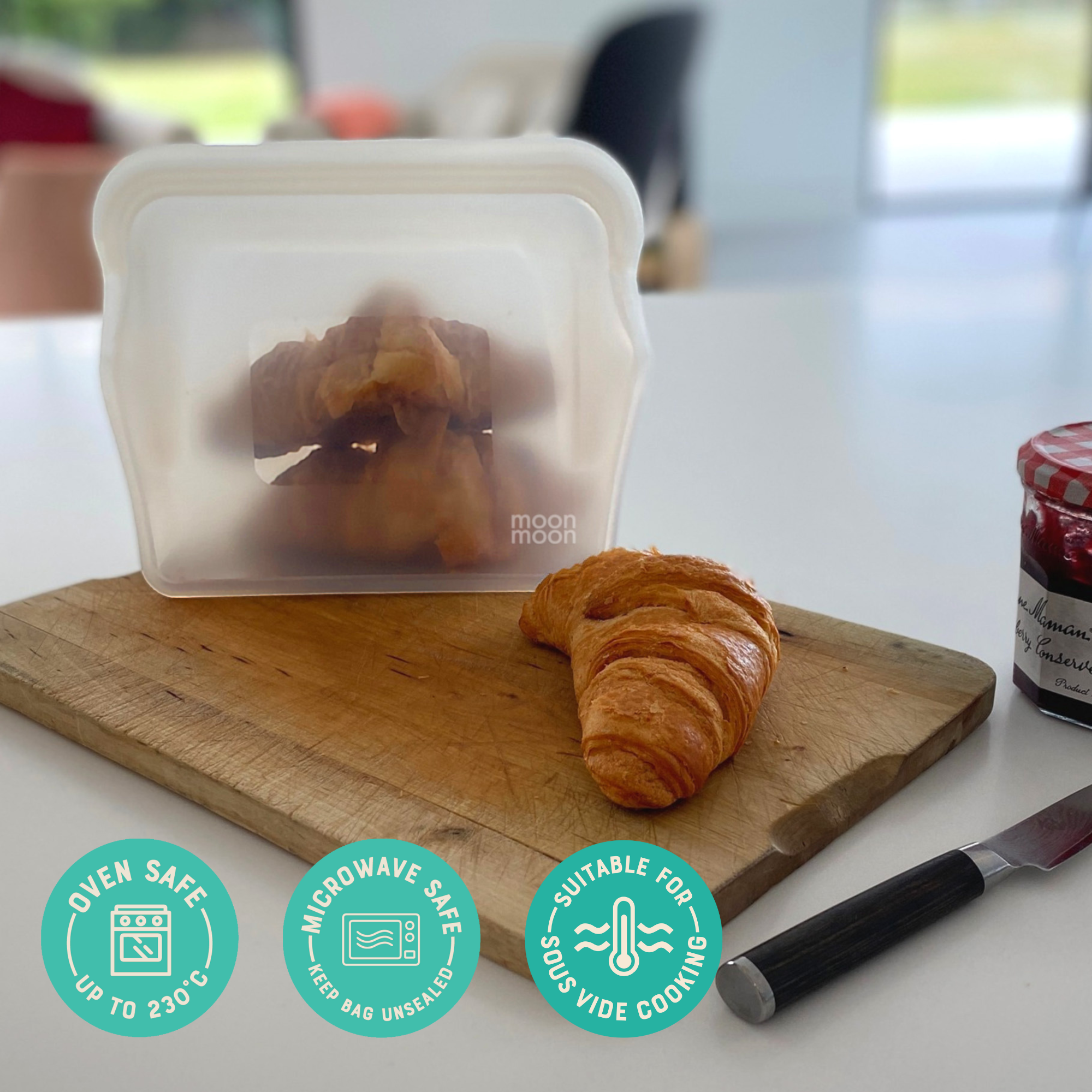 Moonmoon - Wholesale Food Storage Wrap/Bag - Reusable Silicone Food Bags | XL Stand Up Freezer Bags Clear3