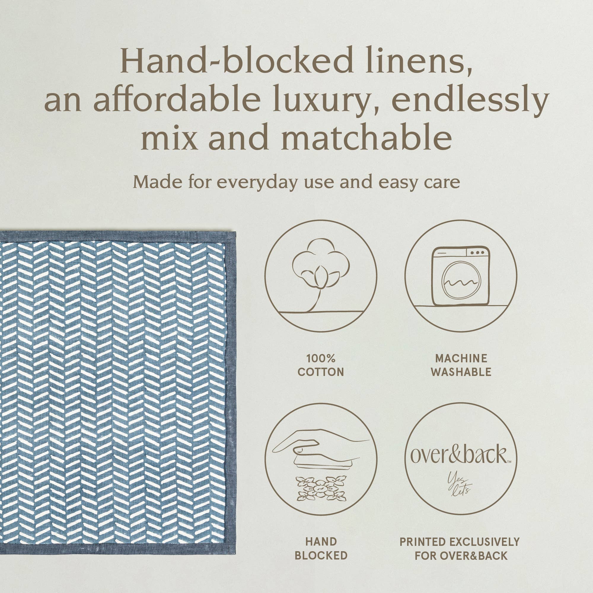 over&back - Wholesale Dinner & Cloth Napkin - Artisan Hand-Blocked Cloth Napkins – 100% Cotton – Set of 4 51