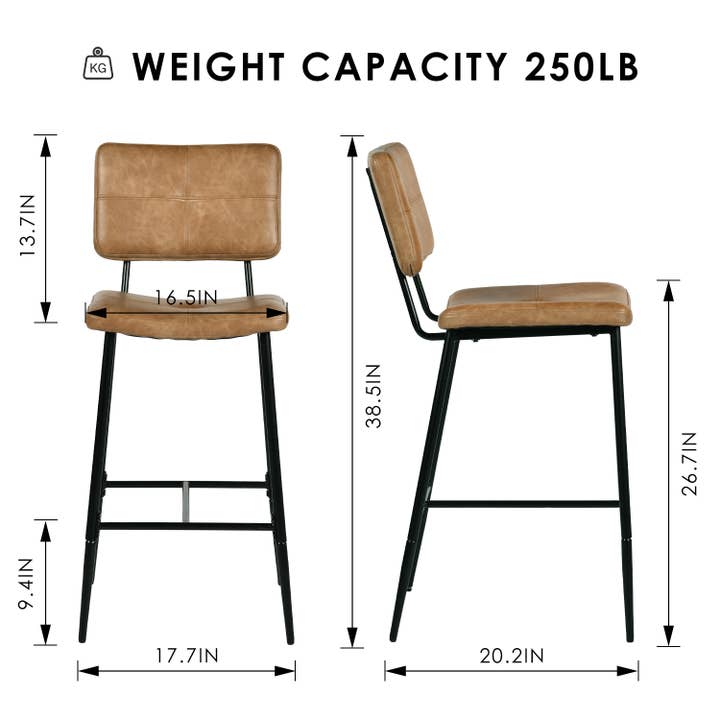 HOMYCASA DESIGN INC - Wholesale Stool - 26 in. Modern Cognac Faux Leather Counter Stools,Set of 29