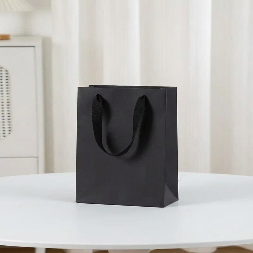 ByHome - Wholesale Gift Bag - All Black Cotton Handle Paper Gift Bag w/ free tissue0