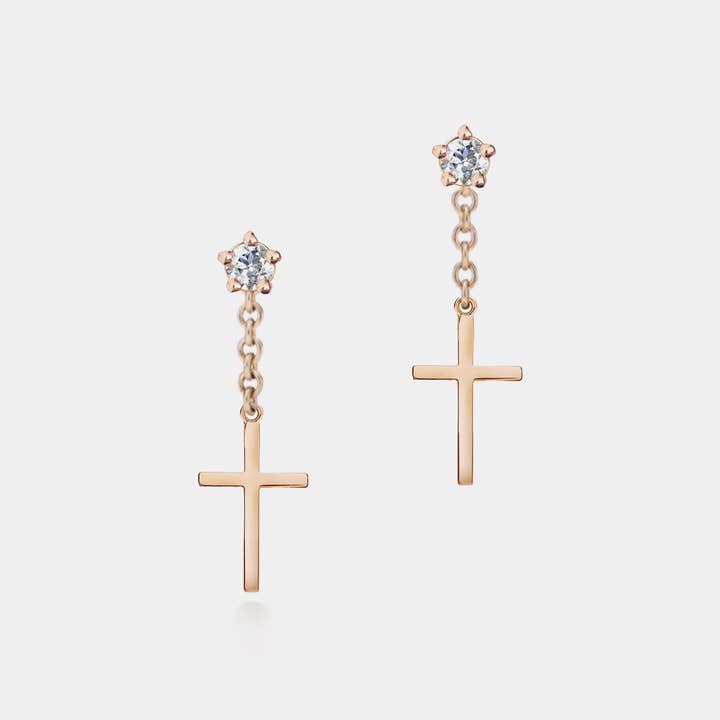 Perimade & Co. LLC - Wholesale Dangle Earrings - Dainty Cross Dangle Drop Earrings in 925 Sterling Silver4