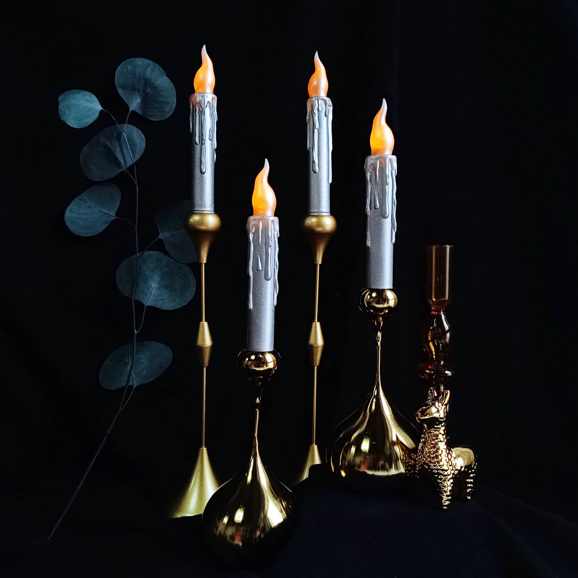 Candles Meta - Wholesale Flameless Candle - Silver Metallic Wax Dipped Battery Operated Taper Candle3