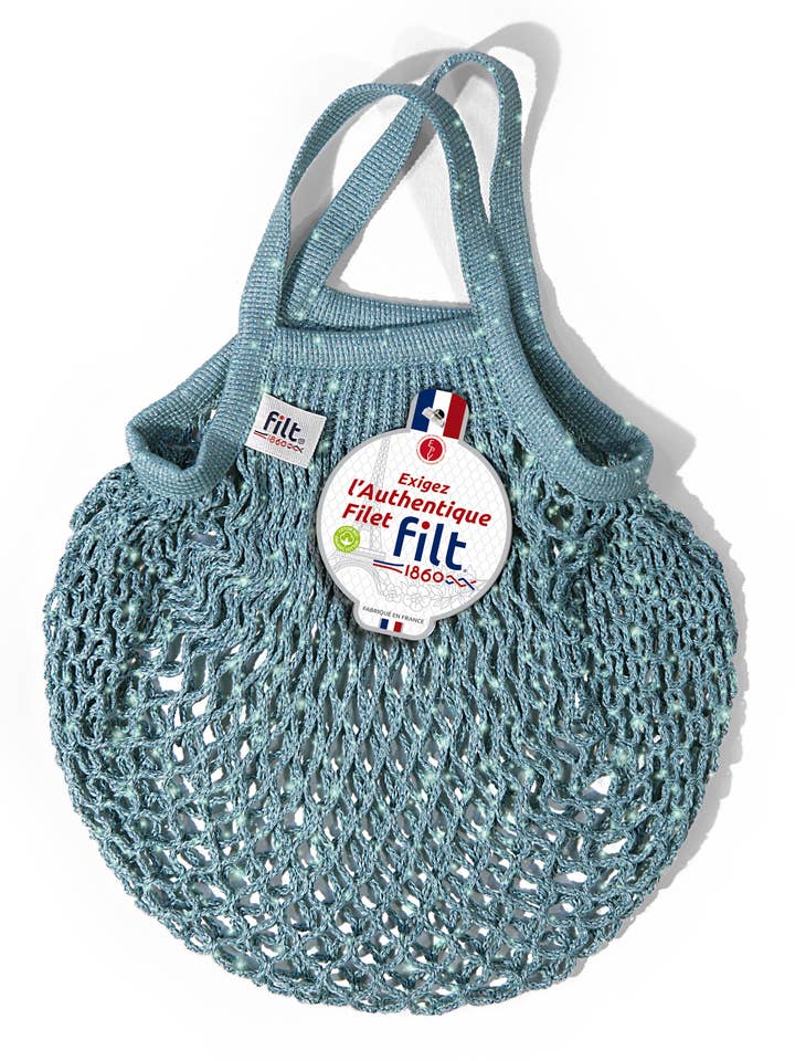 Net shopping bag Aquablue Paillettes mini size for wholesale by Filt1860