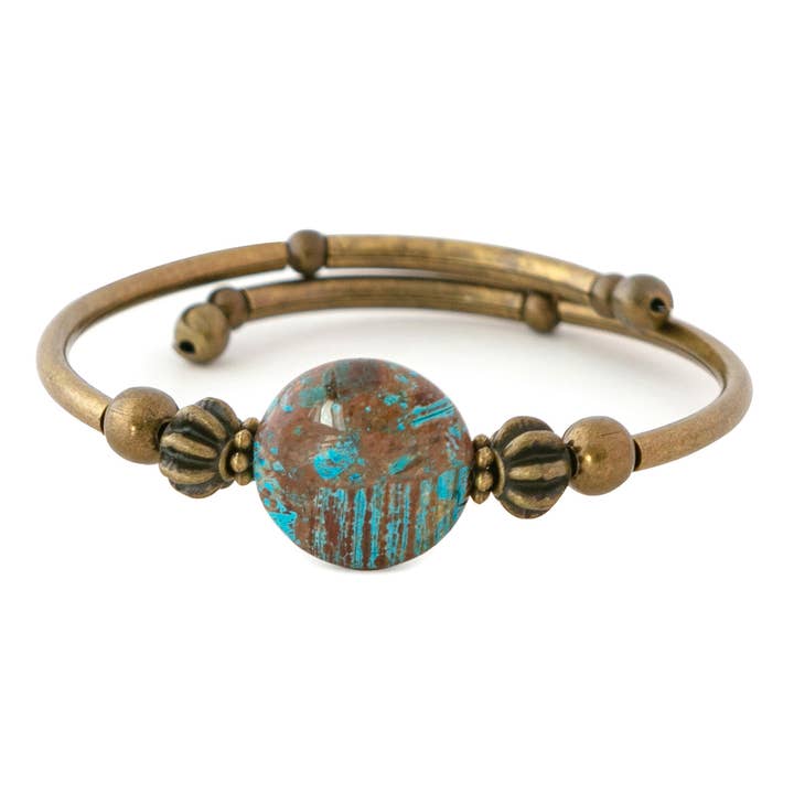 Aqua Terra - Bracelet rond plat Jasper pour la vente par Crazyartgrrl Jewelry