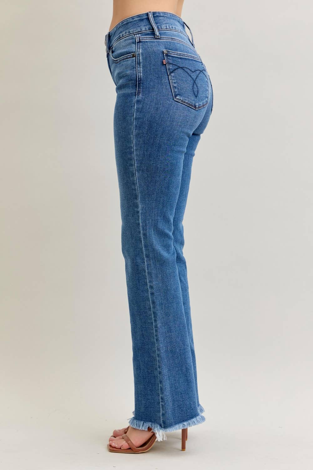 MD High Waisted Bootcut Double Button WB & Fray Hem for wholesale on Faire6