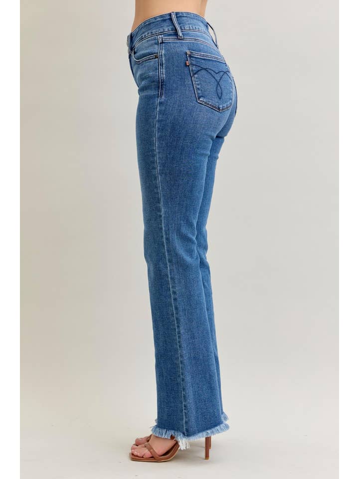 MD High Waisted Bootcut Double Button WB & Fray Hem for wholesale on Faire6