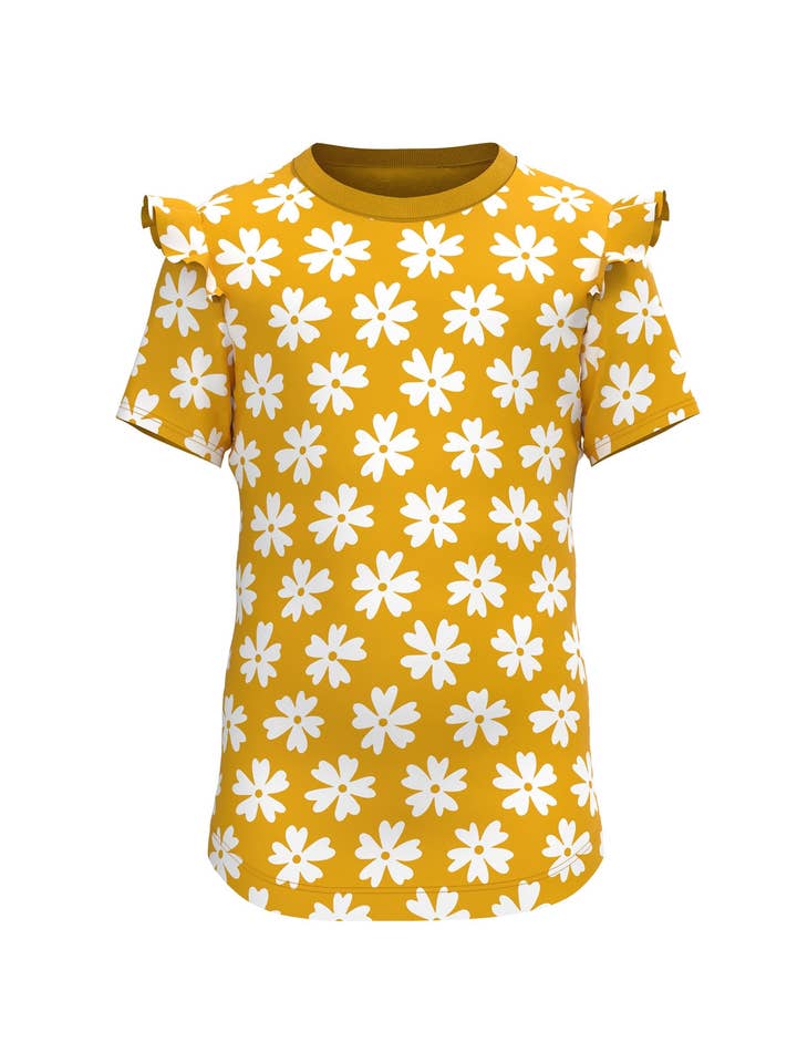 Floral - Piger Ruffle T-shirt for engroshandel hos Cotonly