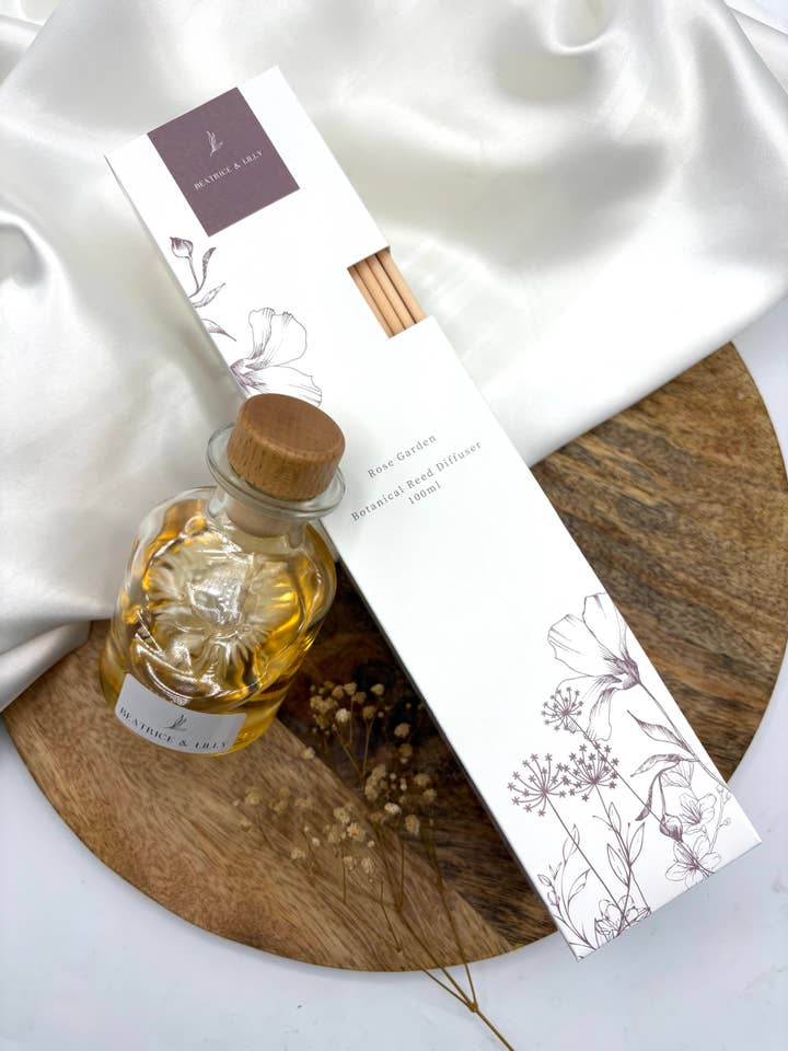 Rose Garden Botanical Reed Diffuser, Gift Boxed, 100mls for wholesale by Beatrice & Lilly