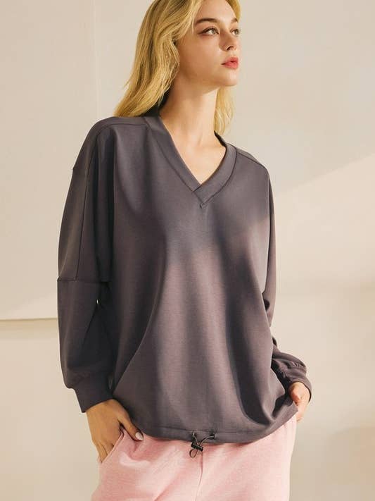 Top da donna con scollo a V e maniche raglan per la vendita all'ingrosso da parte di Yelete