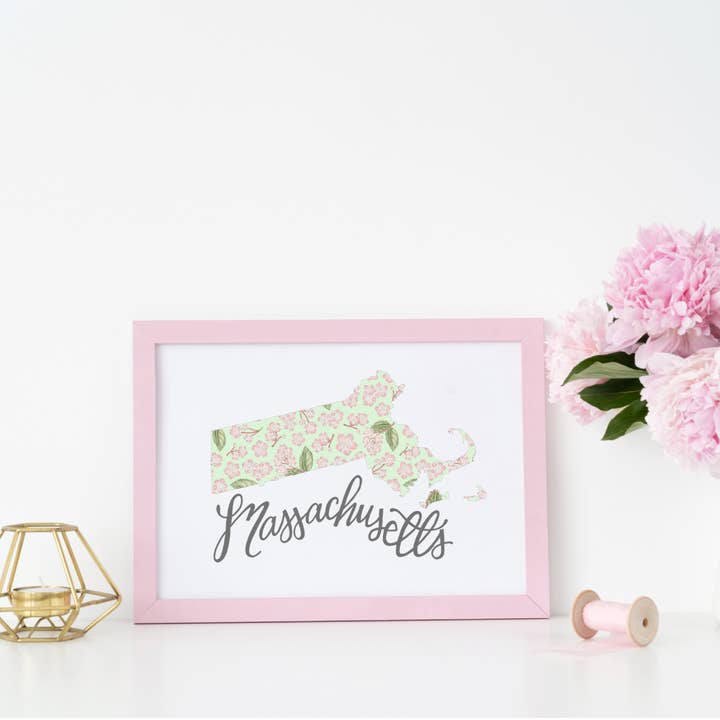 Kunstdruk van de staat Massachusetts voor wholesale door Erica Catherine Illustration