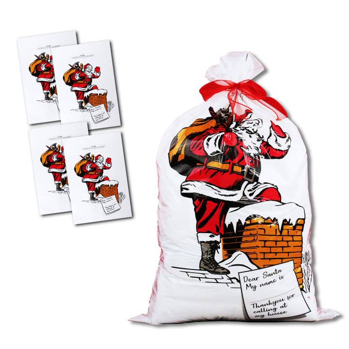 eBuyGB Craft Blanks - Wholesale Christmas Decoration - 4 Pack Giant Santa Sack Jumbo Father Christmas Gift Bag Xmas