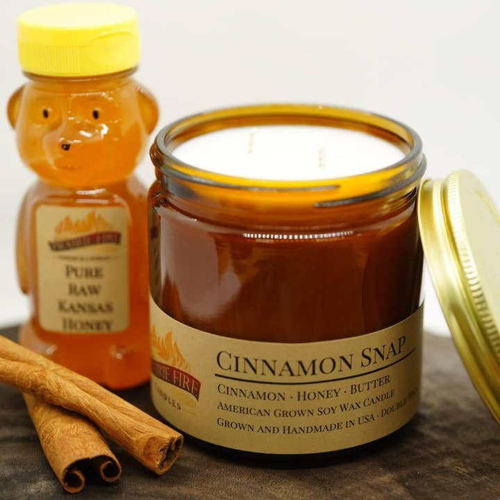 VIAI Beauty - Wholesale Jar/Filled Candle - Cinnamon Snap Soy Wax Candle | 16 oz Double Wick Amber Apothecary Jar2