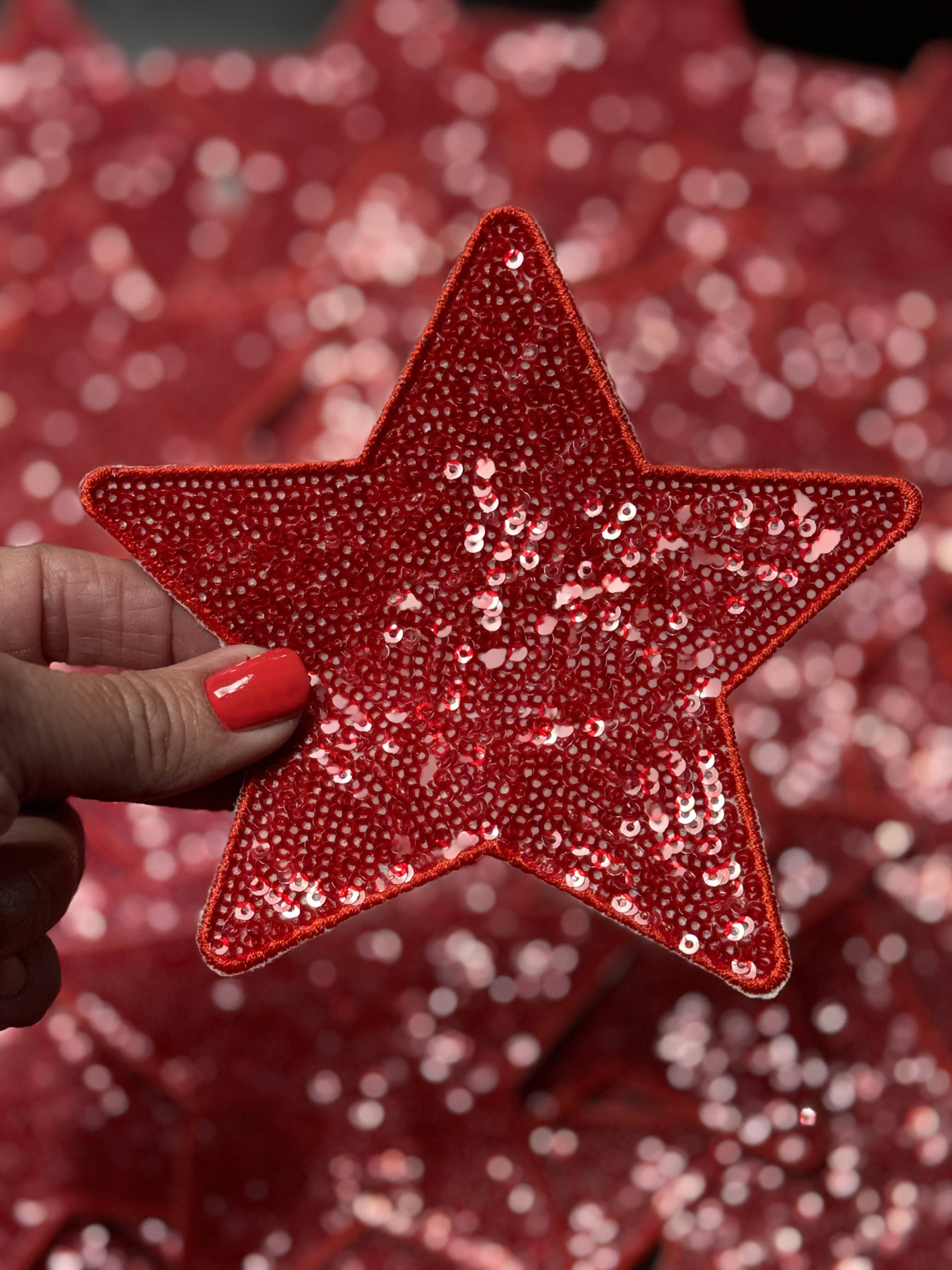 sequinandstiches - Wholesale Patch - Star Patch, Sequin Star Patch, Red 5" Sequin Star Patch, Iron on Patch, DIY, Trucker Hat Patch, Preppy Patch Trendy Patch Patch, Sequin Star1