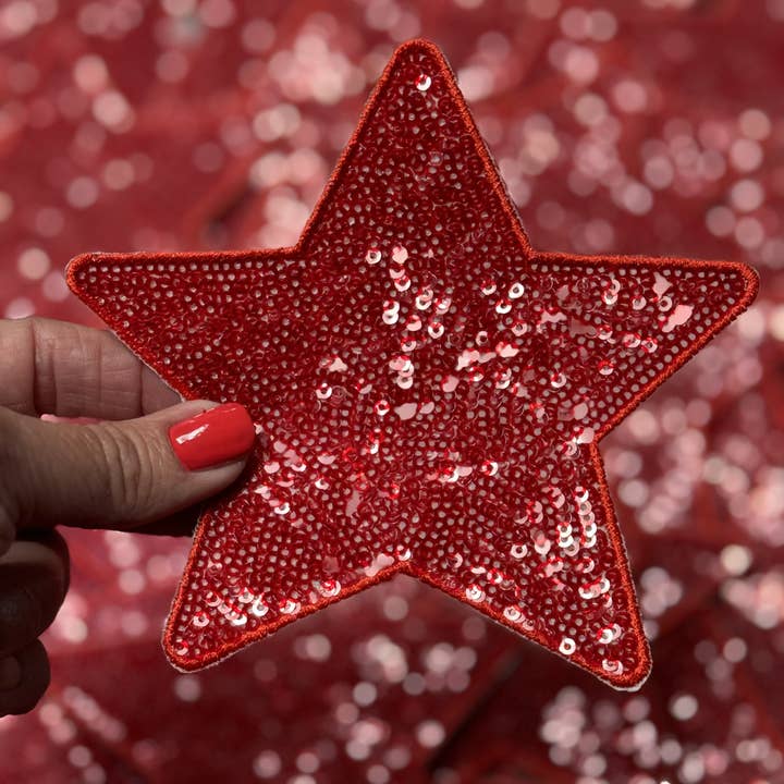 sequinandstiches - Wholesale Patch - Star Patch, Sequin Star Patch, Red 5" Sequin Star Patch, Iron on Patch, DIY, Trucker Hat Patch, Preppy Patch Trendy Patch Patch, Sequin Star1