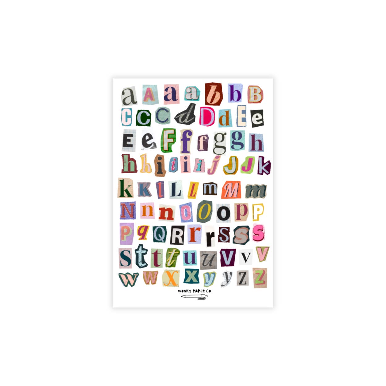 Wonky Paper Co - Wholesale Sticker - Ransom Note Alphabet Sticker Sheet Magazine Cut Out Letters